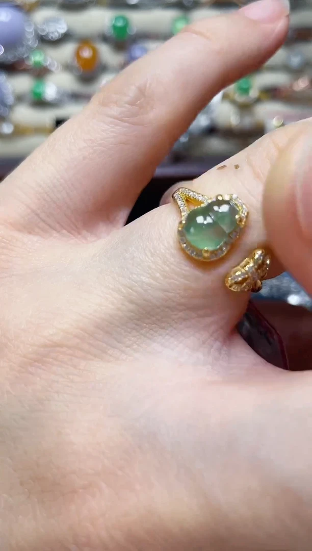 翡翠戒指银S925镶嵌-缅料
