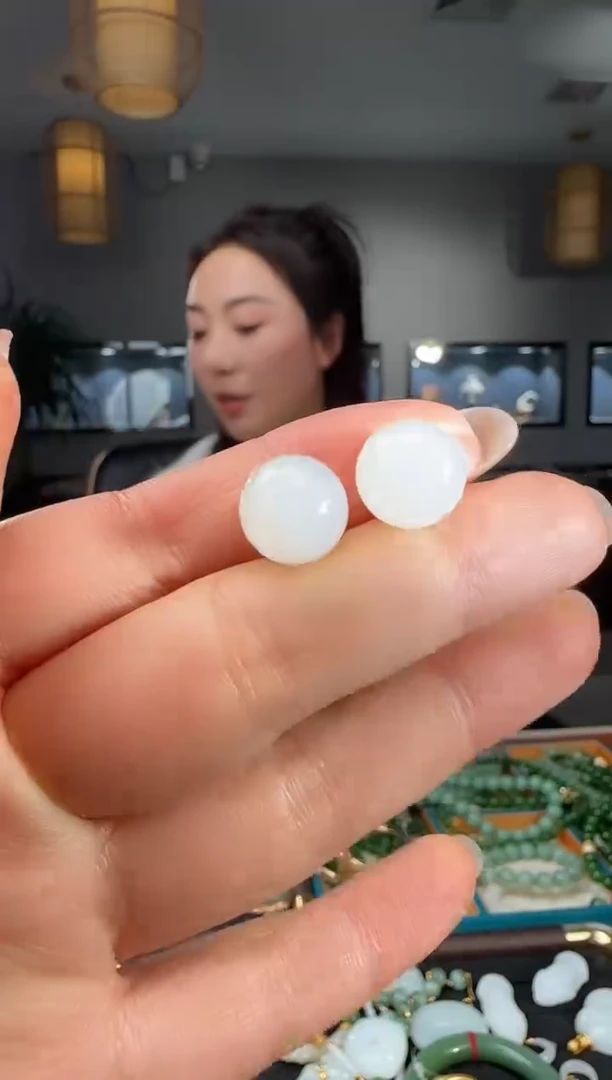 银S925镶嵌和田玉耳饰1
