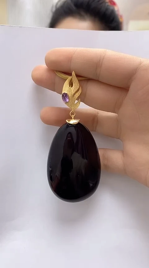 【闪购商品】琥珀裸石银S925镶嵌血珀吊坠