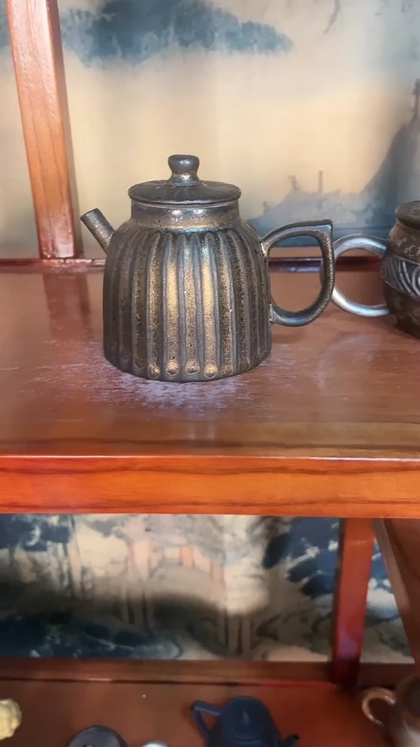 【闪购商品】H01原矿鎏金宫灯壶手工