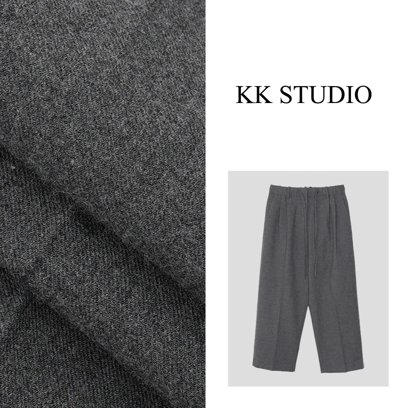淇老板KK Studio秋季新款简约通勤羊毛小直筒九分休闲裤K1095