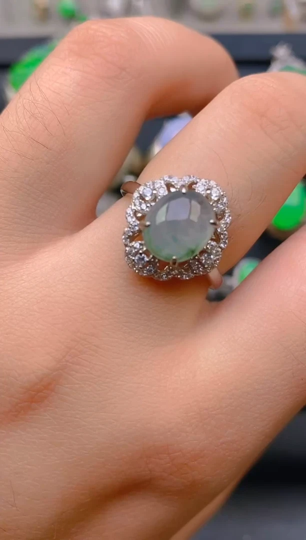 【闪购商品】翡翠戒指银S925镶嵌天然A货翡翠1