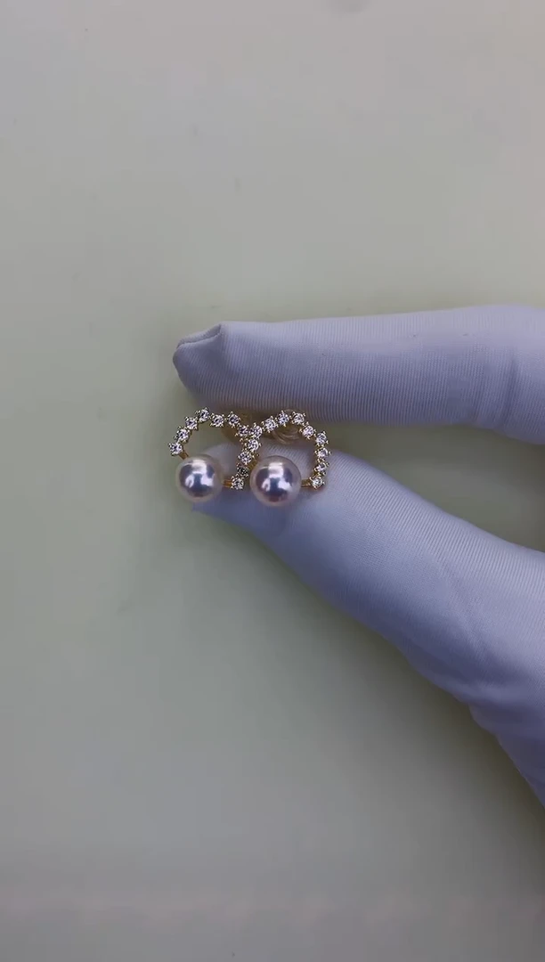 银S925镶嵌DA海水珍珠 GD208 耳钉 8