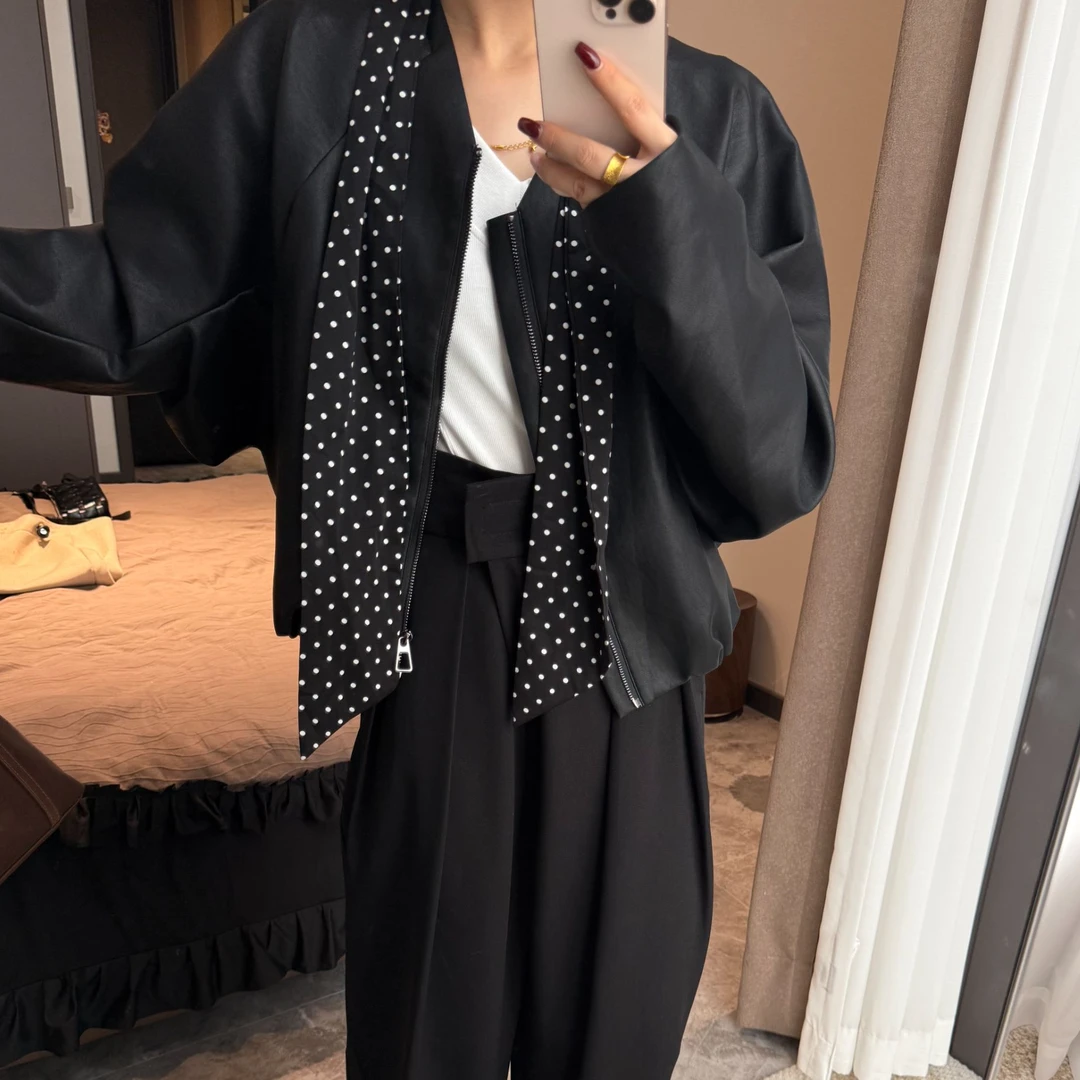 大嘴春款高级气质百搭丝巾外套8007