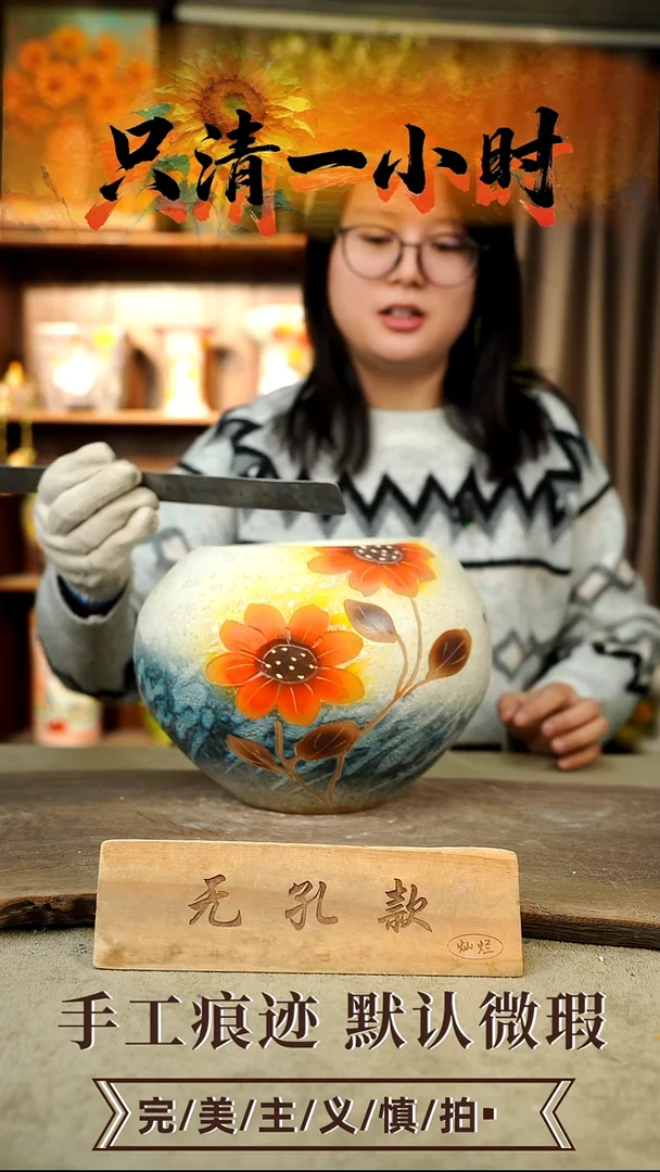 摆件25-33口14高18无孔误差1-2颜色类似默认微瑕手工花器