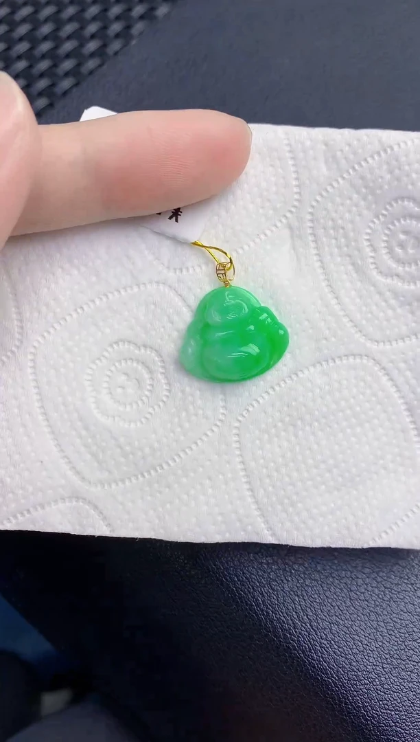 颈饰18K金镶嵌翡翠天然翡翠缅甸A货