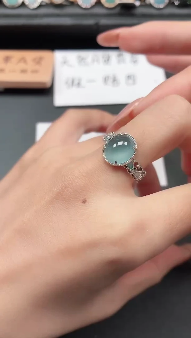 银S925镶嵌戒指翡翠111