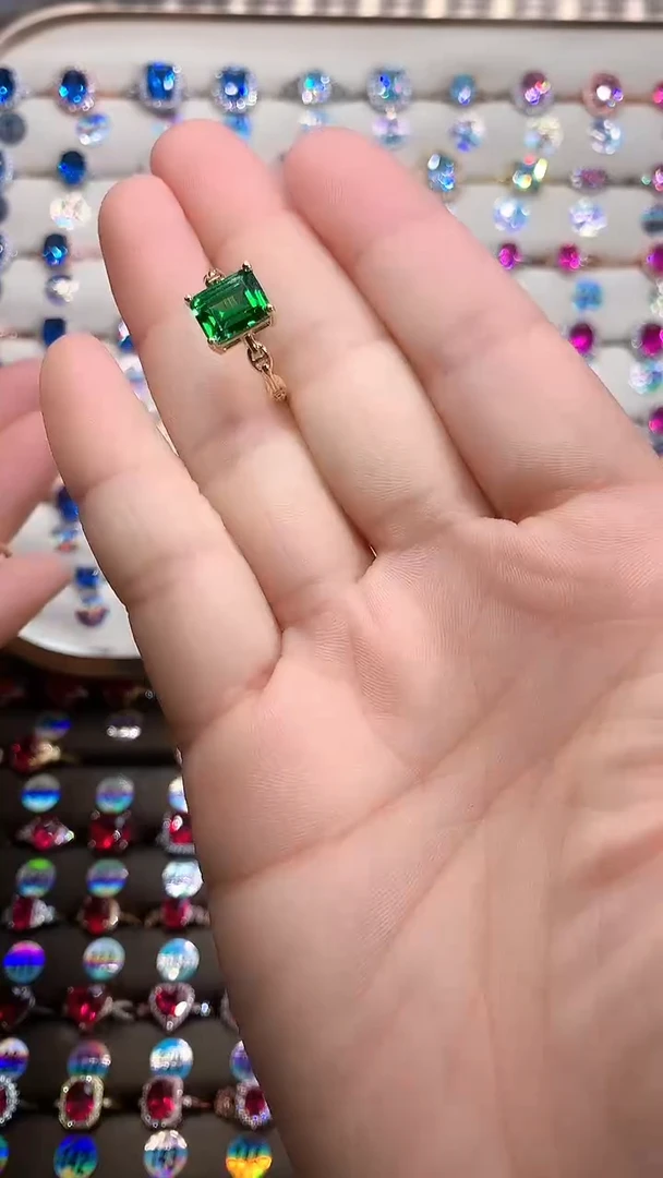 【闪购商品】透辉石戒指银S925镶嵌金色7.9