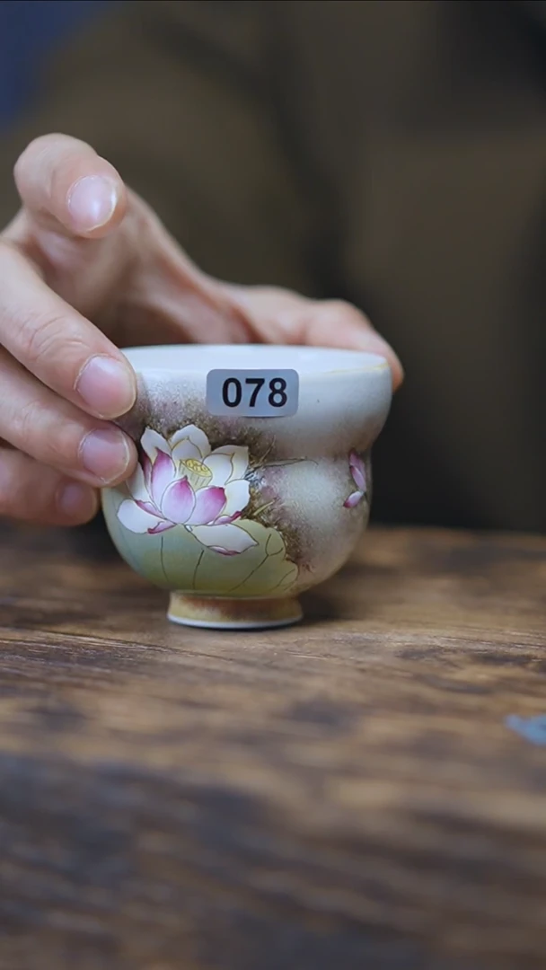 【闪购商品】078景德镇手绘荷花葫芦杯