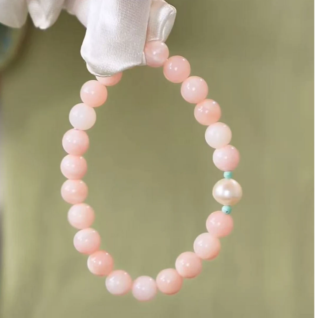 【珊丽】粉欧泊·粉澳宝.手串.珍珠.原创设计.精致.时尚.百搭.8+