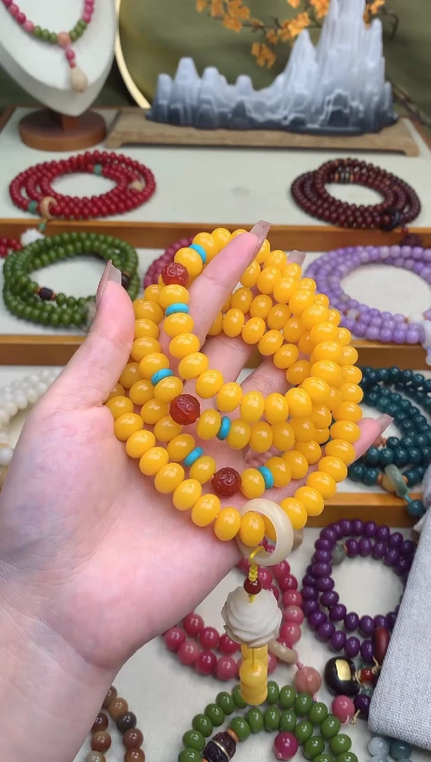 白玉菩提手串金玉满堂