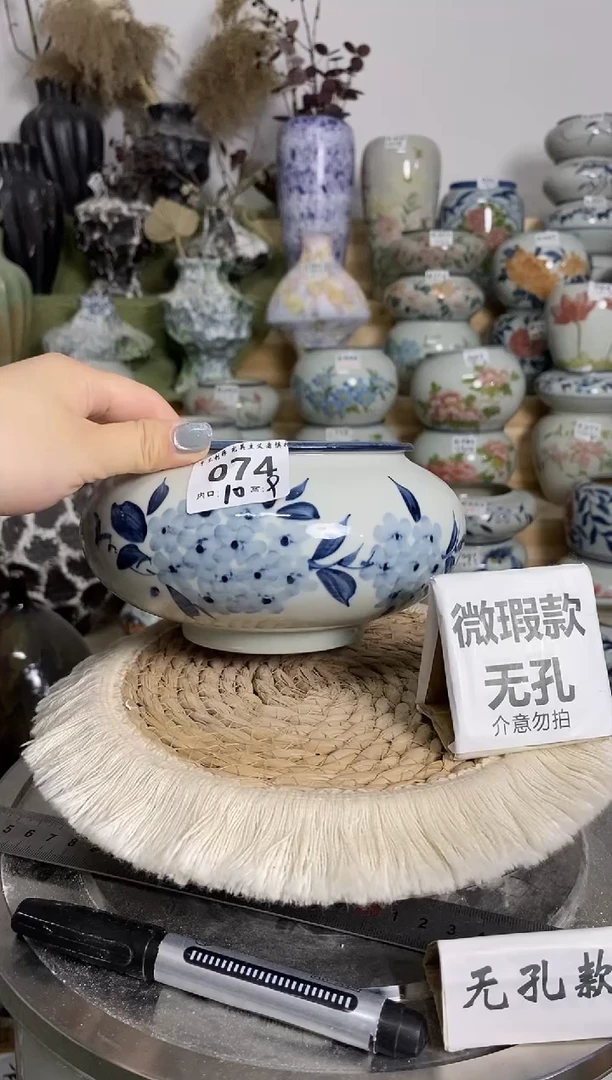 微瑕底瑕）景德镇陶瓷花盆 074陶瓷制品 默认有点误差哦~