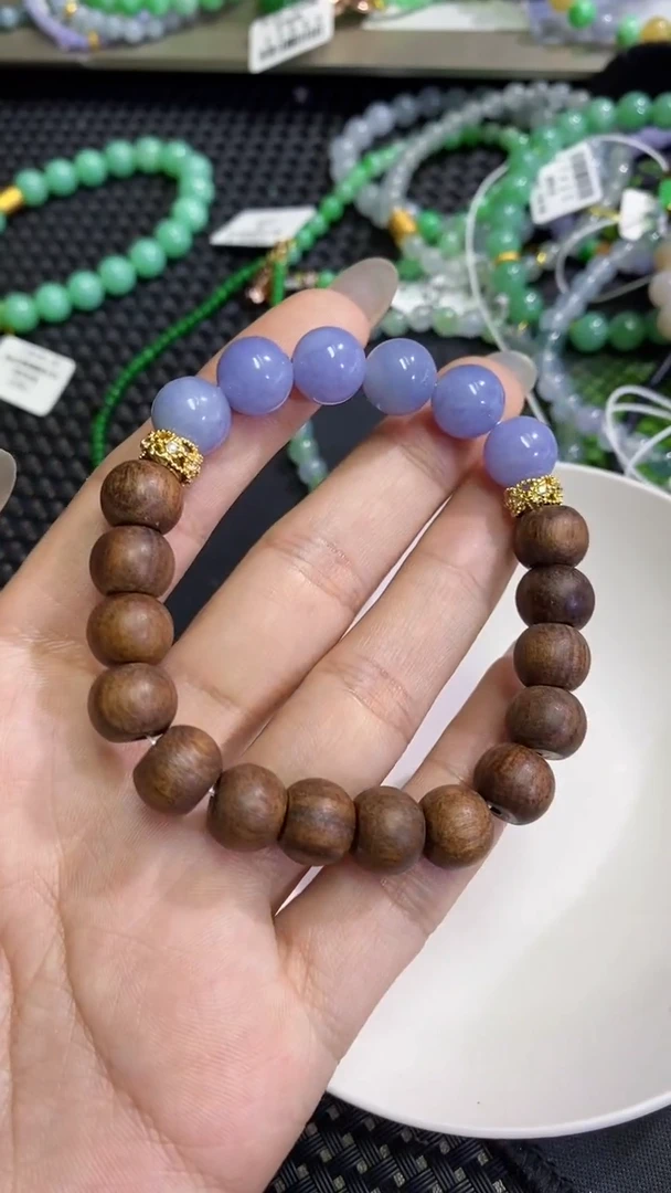 散珠翡翠卡9.9蓝紫手串
