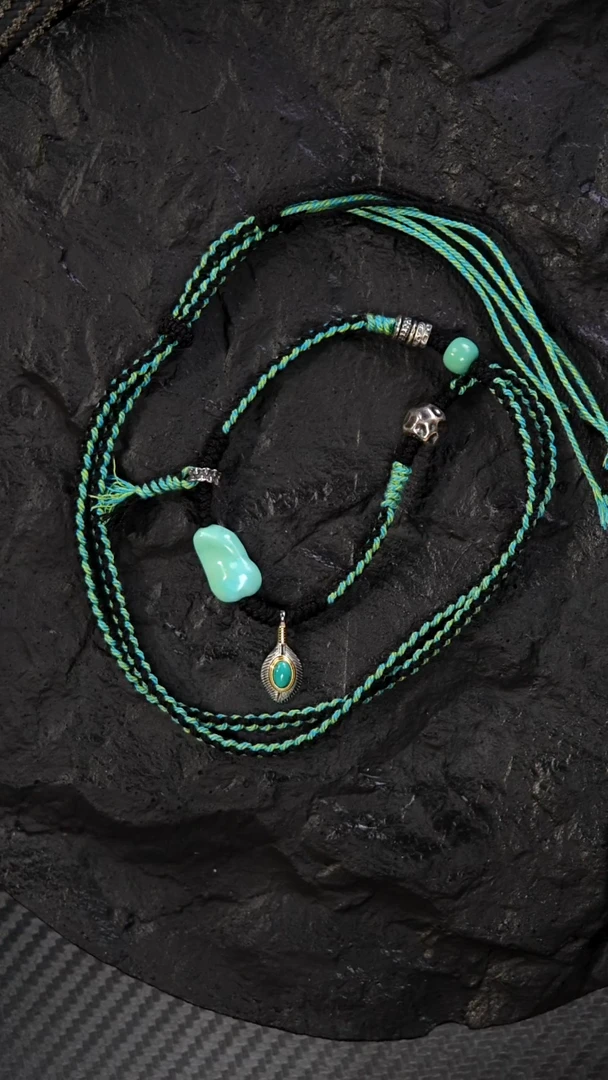 银S925镶嵌绿松石项链sx