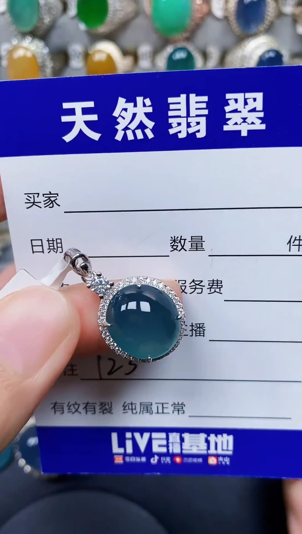 颈饰银S925镶嵌翡翠123