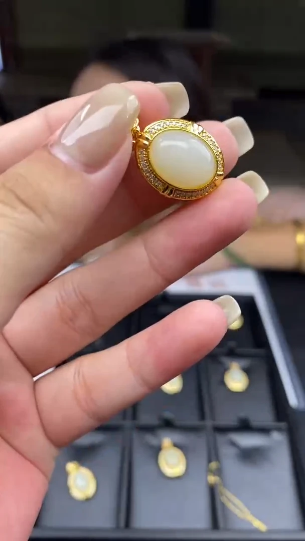 吊坠(不含链)银S925镶嵌和田玉多样性发其一-吊坠-D9239