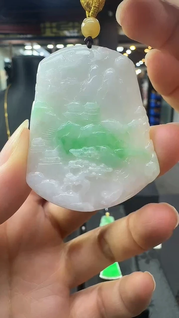 颈饰未镶嵌翡翠山水牌挂件