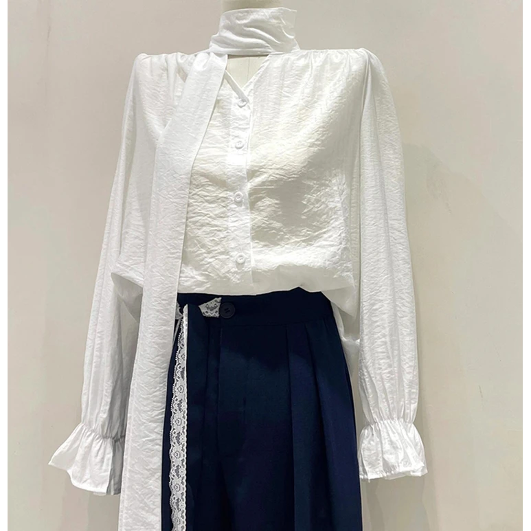 法式蕾丝花边V领上衣套装女一整套ootd穿搭春季新款裤子两件套潮