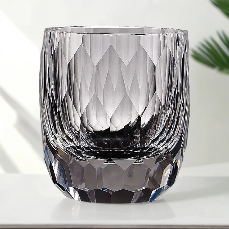 高级感精致钻石纹水晶玻璃水杯酒杯喝水轻奢创意加厚