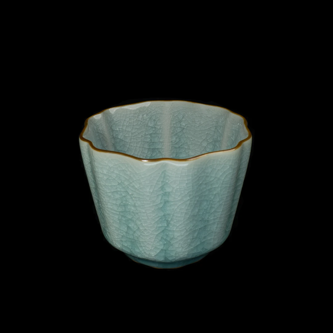 樊立老师 兰花杯 鱼鳞冰花纹 功夫茶盏家用茶具