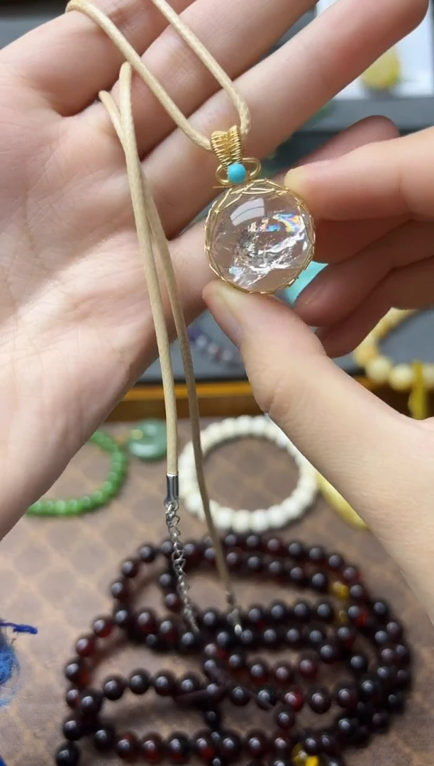 颈饰未镶嵌水晶白水晶单珠吊坠20mmGZS