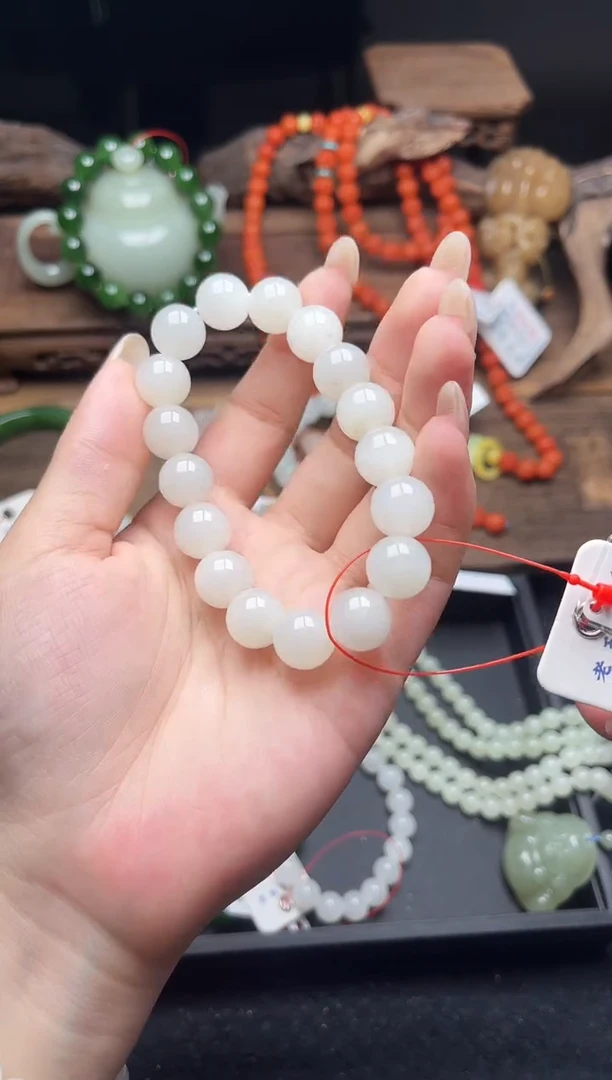 未镶嵌手串和田玉卡12新疆黑山 圆珠9010954
