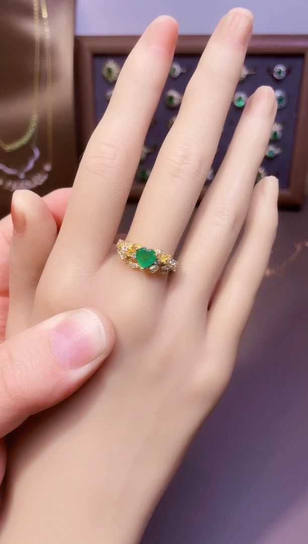 【闪购商品】祖母绿戒指银S925镶嵌一枚