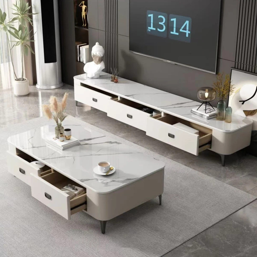 北欧长方形轻奢简约现代客厅家用小户型意式极简储物岩板电视柜