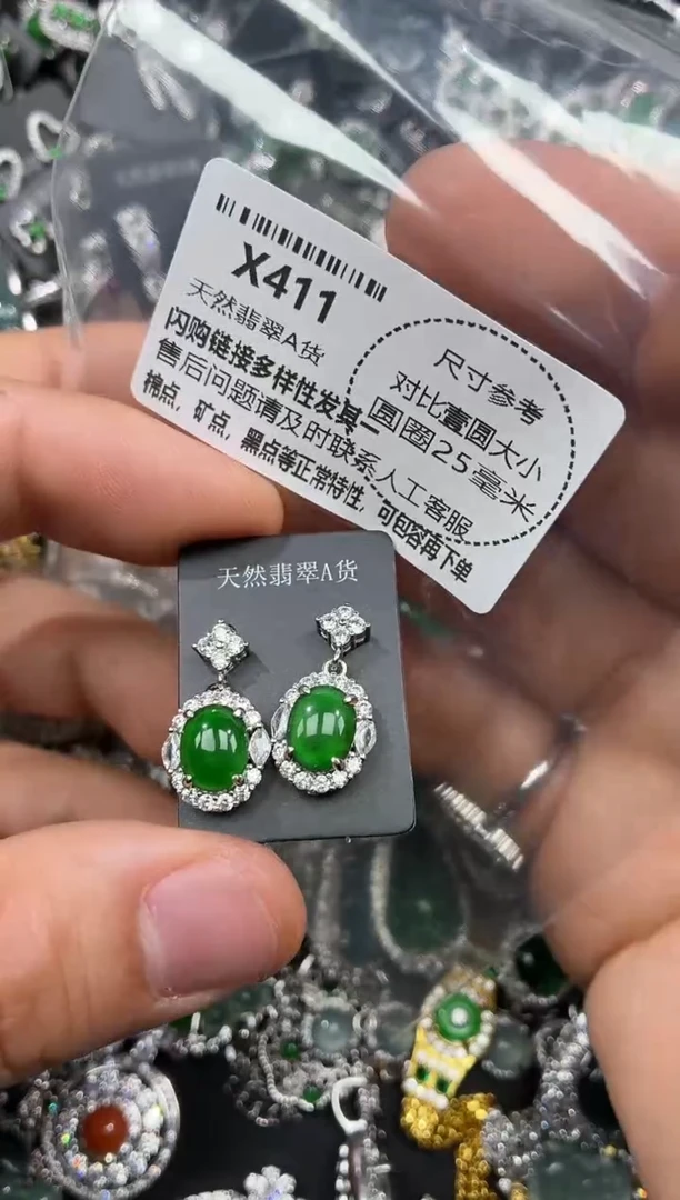 颈饰未镶嵌翡翠X411耳钉