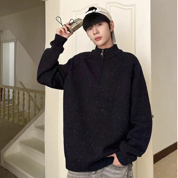 【A01-深灰色】青少年童装秋冬潮品高领毛衣