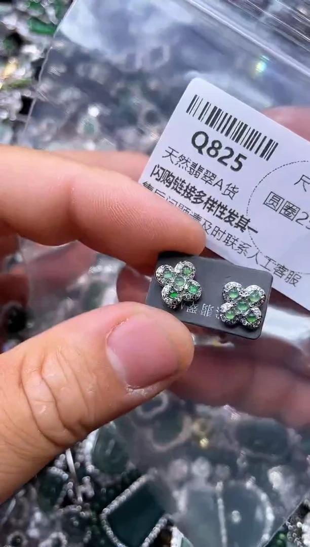 【闪购商品】翡翠颈饰未镶嵌Q825耳钉