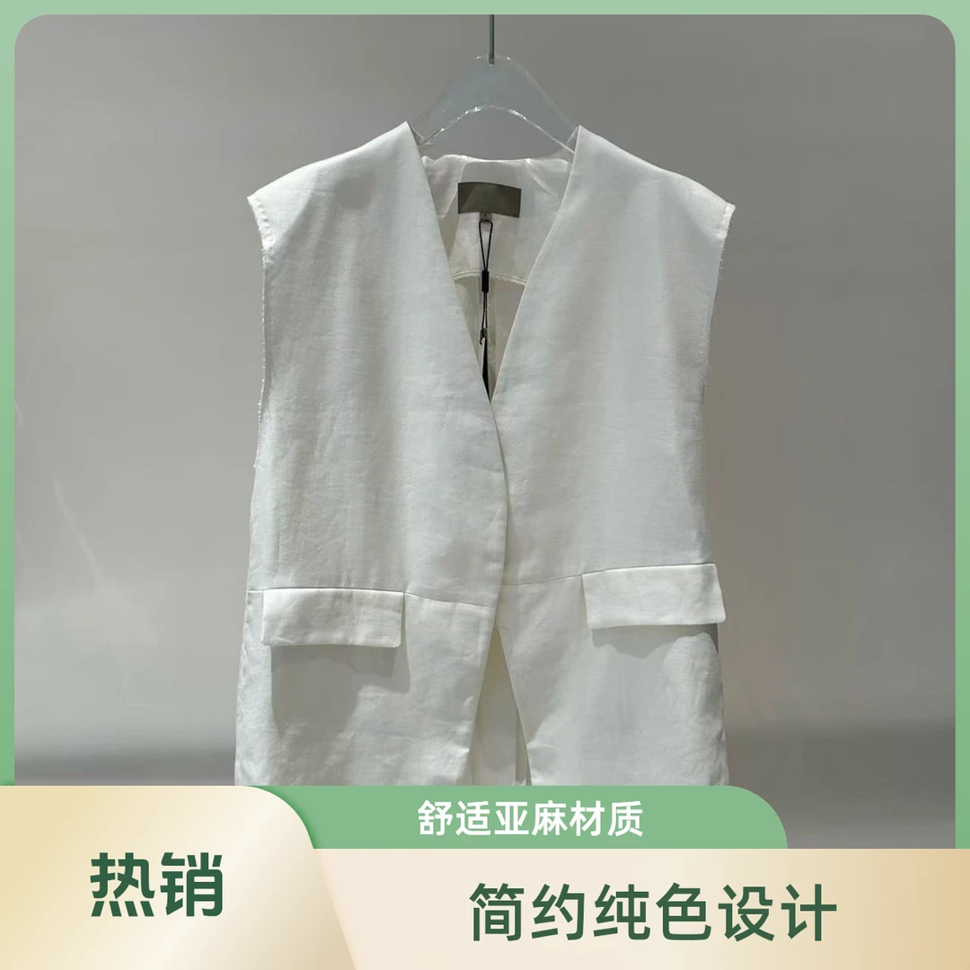 艾家新款夏款百搭纯色休闲马夹西装外套女气质时尚简约潮流1511
