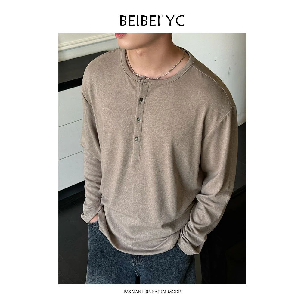 BEIBEI 慵懒诗人 · 亨利领长袖T恤打底宽松百搭防晒针织衫 9903