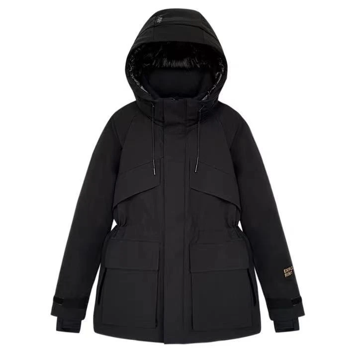 【明星同款】黑金鹅绒服风壳4.0户外收腰时尚百搭中长女款羽绒服