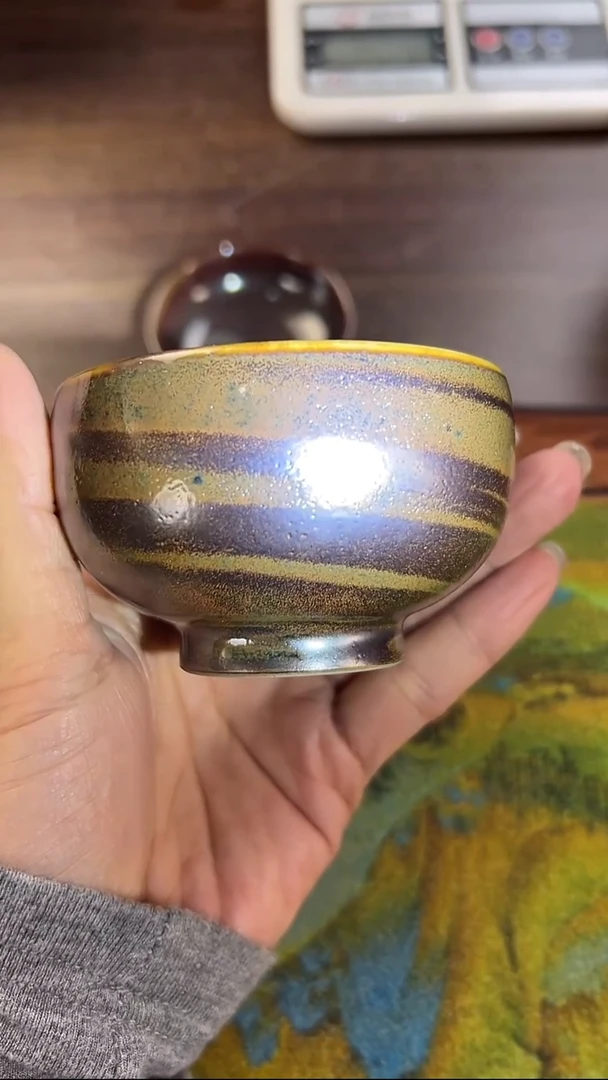 新品搅胎泥窑变色的主人杯