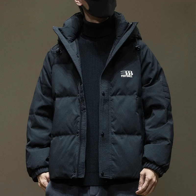 高充绒量羽绒服男秋冬新款连帽加厚保暖鸭绒外套青少年潮牌面包服
