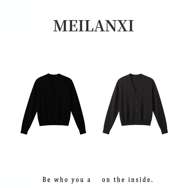 【MEILANXI】【针织素雅】25秋新款绵羊毛桑蚕丝极简风百搭女上衣8272