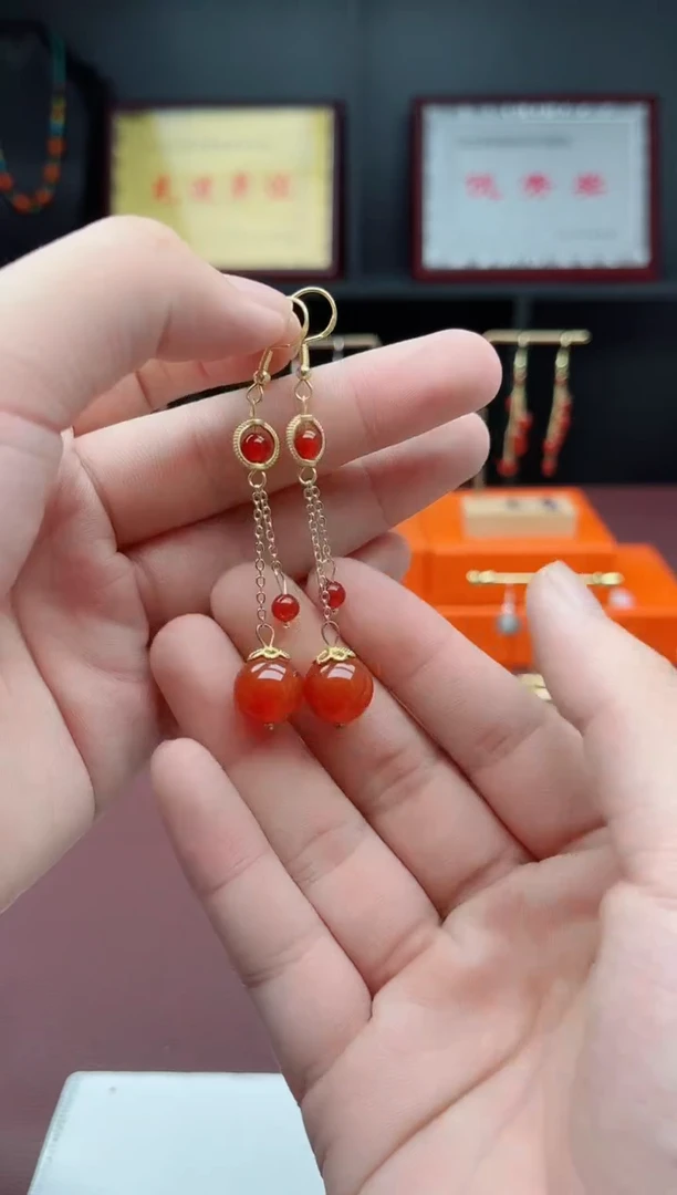 银S925镶嵌耳饰玛瑙/玉髓331