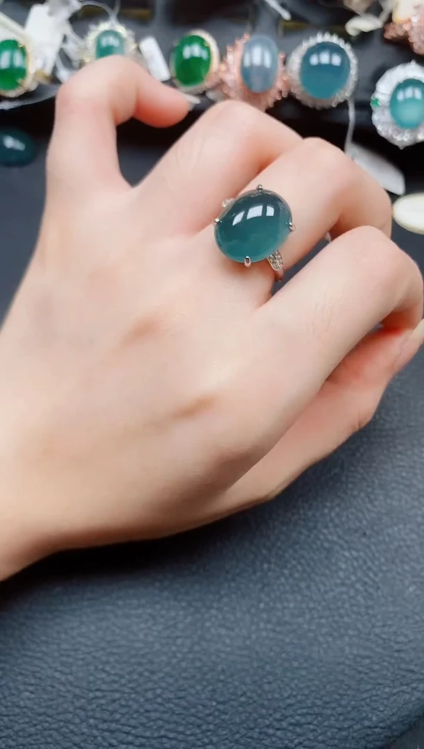 银S925镶嵌戒指翡翠翡翠