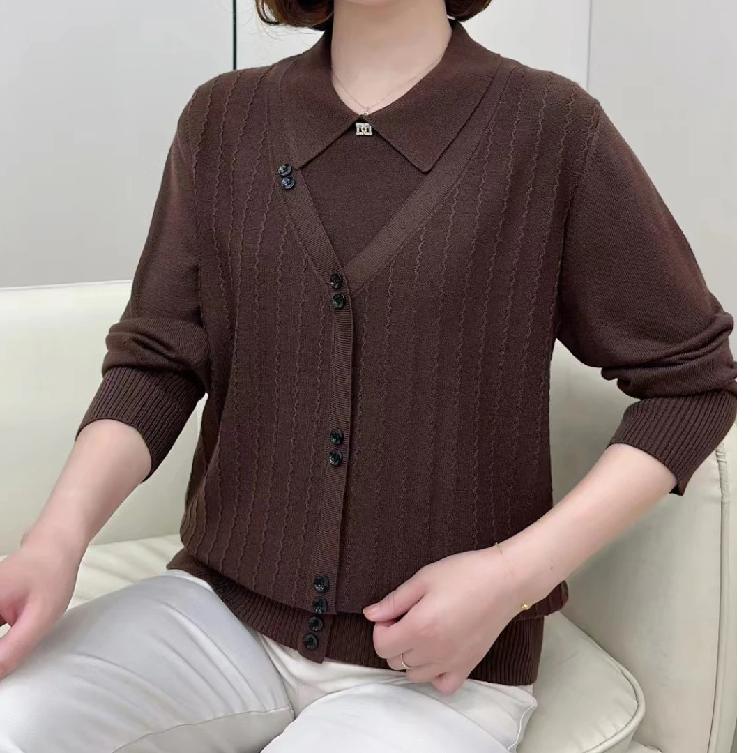 花花/3840-秋冬季百搭保暖假两件毛衣针织打底衫