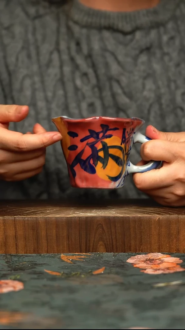杯釉下彩手工手绘同款陶器