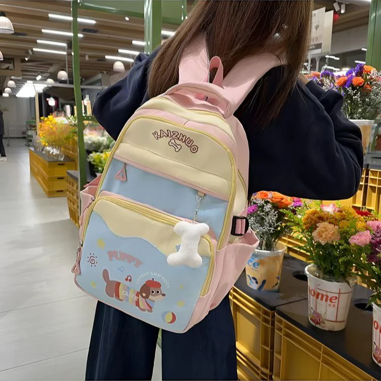 小清新书包韩版双肩包卡通初中高中生轻便撞色书包大学生背包