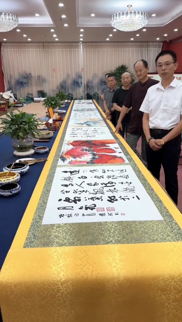 书法松韩耀河贺文忠刘合文王定奎祁传华十米长一米宽金卷证书锦盒