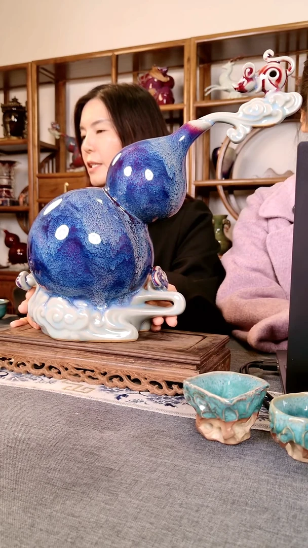 瓷片三星报喜 土魂钧瓷