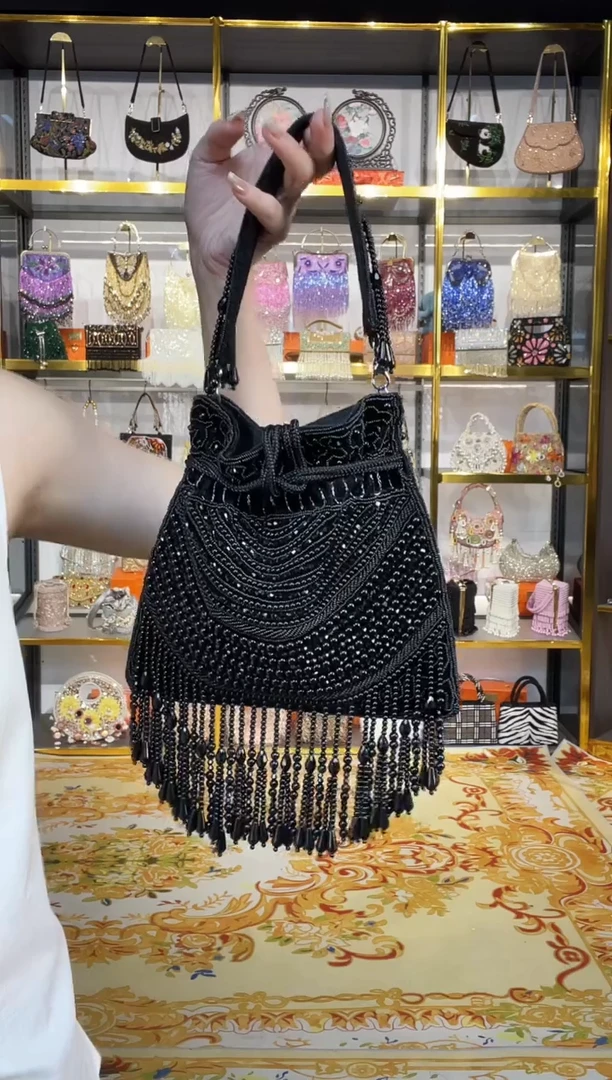 织物珠韵恒泽重工串珠手提包