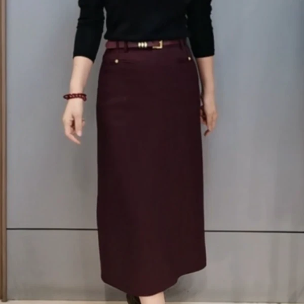 09-高腰显瘦直筒后开叉西装半身裙