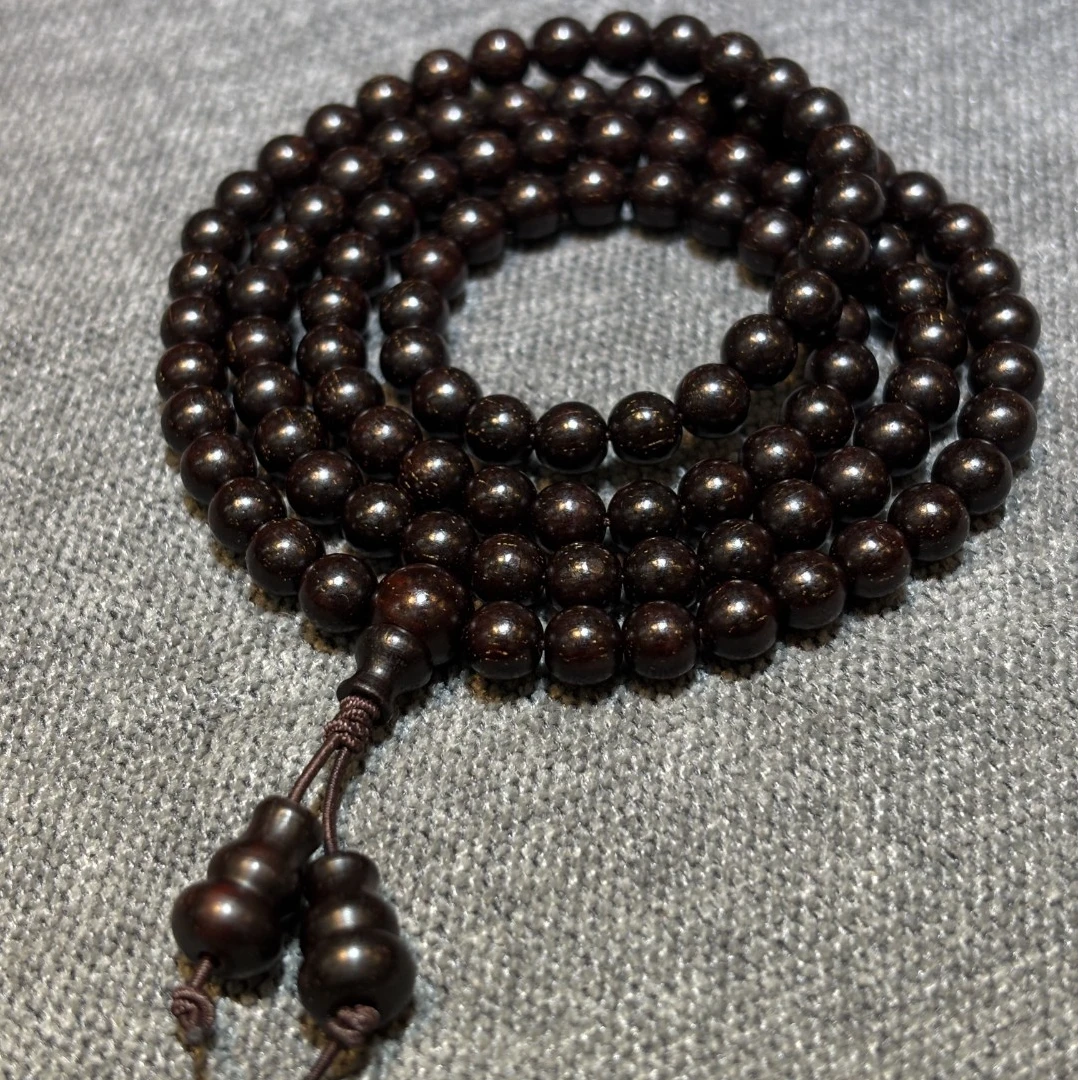 檀月·印度小叶紫檀老料0.6*108颗高油密满金星文玩盘玩手串礼物