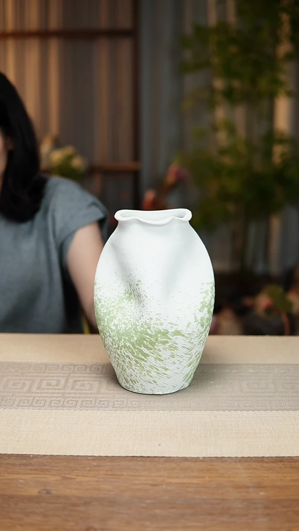 花器陶瓷花瓶绿云漫影05