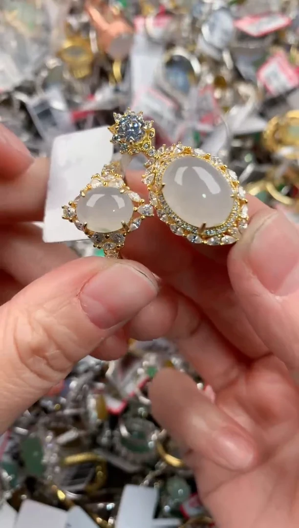 银S925镶嵌戒指翡翠999                   9