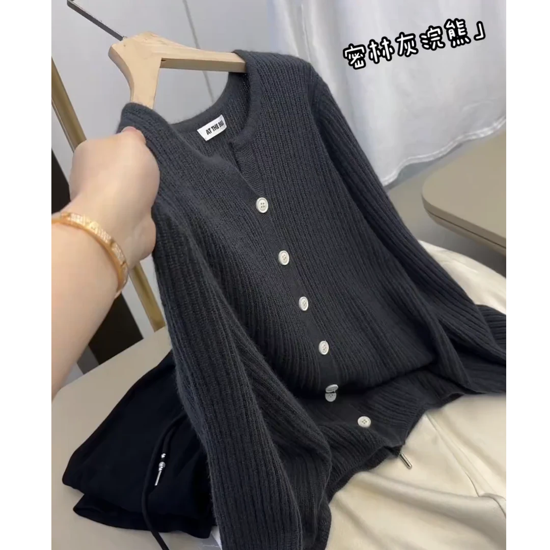 2025秋冬新款高级感显瘦洋气长袖针织开衫女大码慵懒宽松减龄上衣